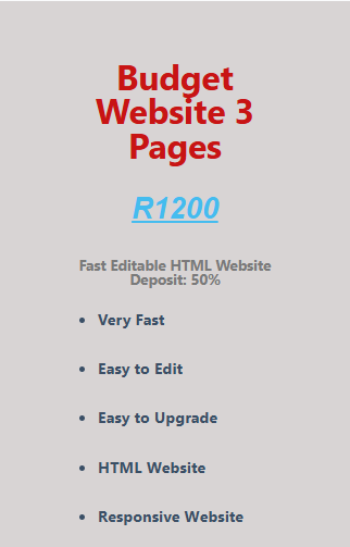 Budget website 3 Pages